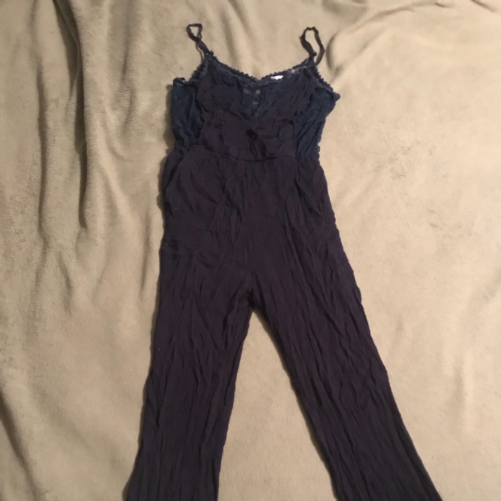 Navy blue lace topped jumpsuit